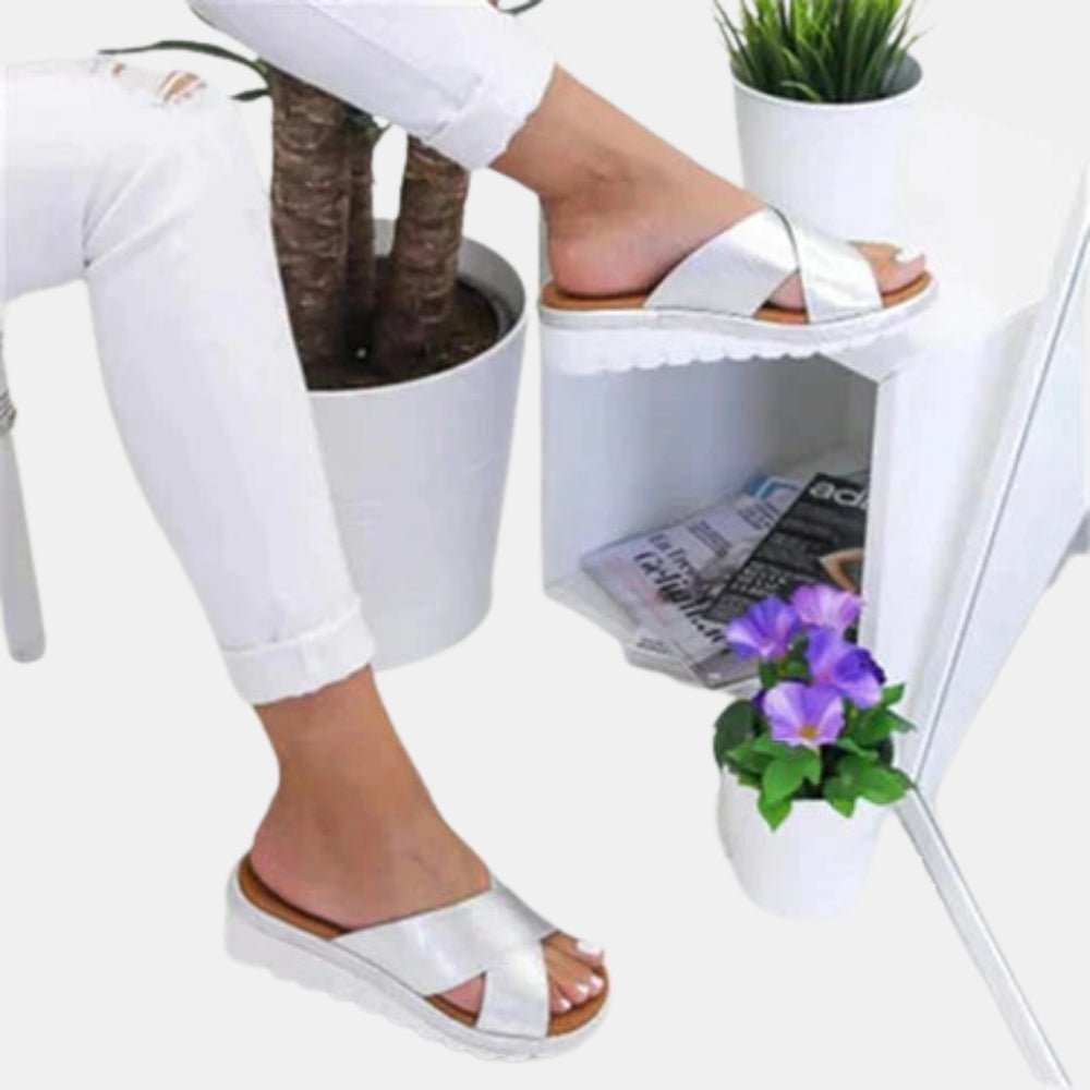 Jonelle | Slide Sandals with Cross Strap Design