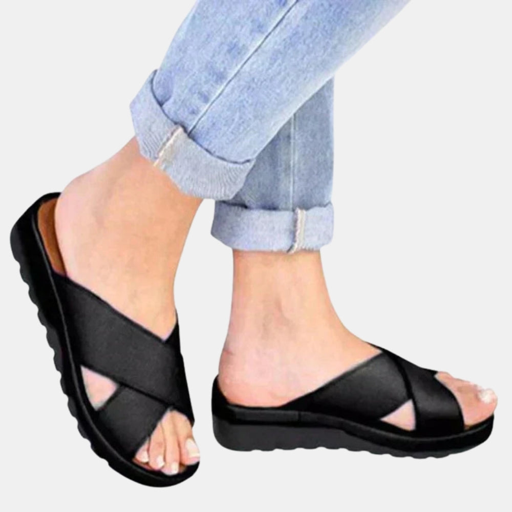 Jonelle | Slide Sandals with Cross Strap Design