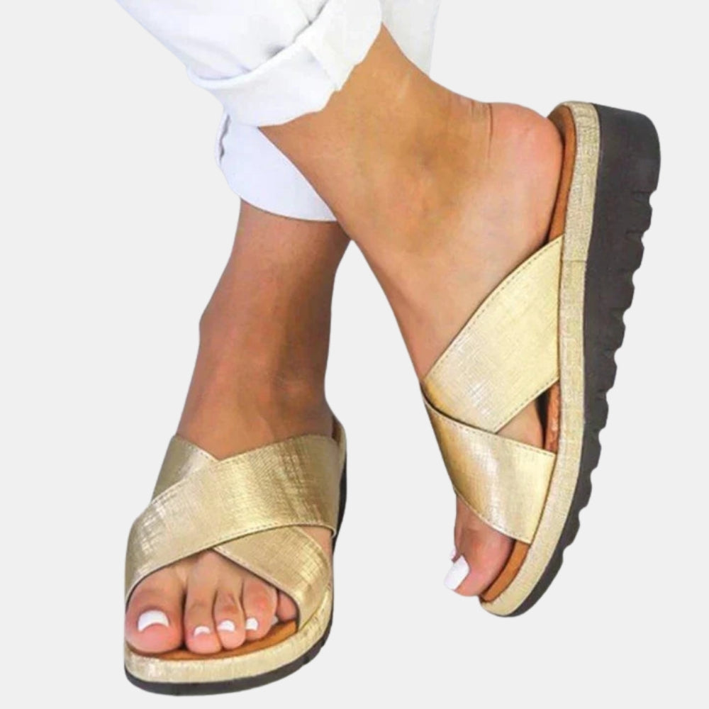 Jonelle | Slide Sandals with Cross Strap Design