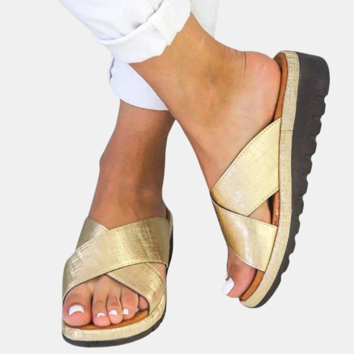 Jonelle | Slide Sandals with Cross Strap Design