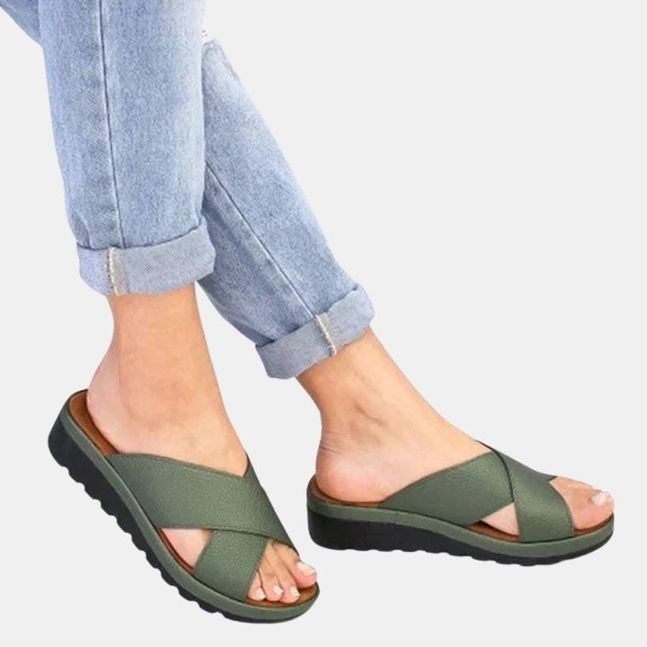 Jonelle | Slide Sandals with Cross Strap Design