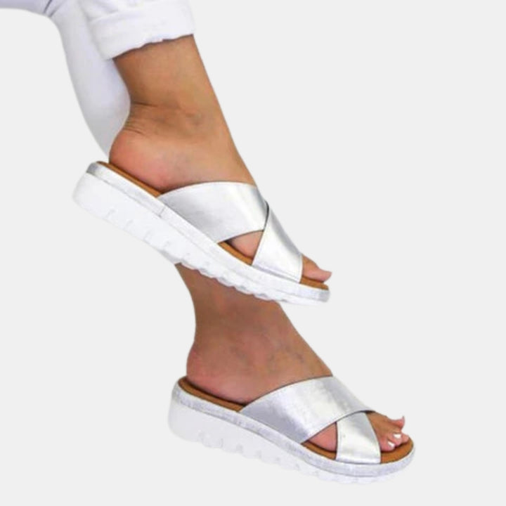 Jonelle | Slide Sandals with Cross Strap Design