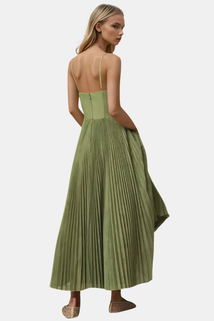 Joryvella | Elegant Pleated Midi Dress with Sweetheart Neckline