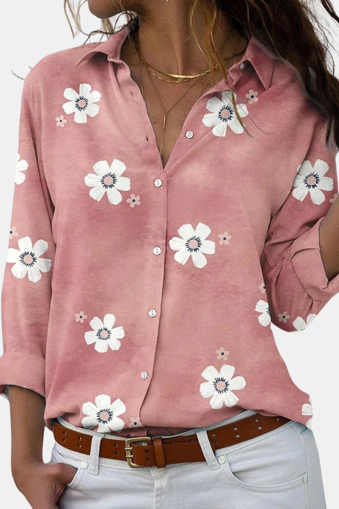Joryzorra | Floral Button Up Shirt with Collar