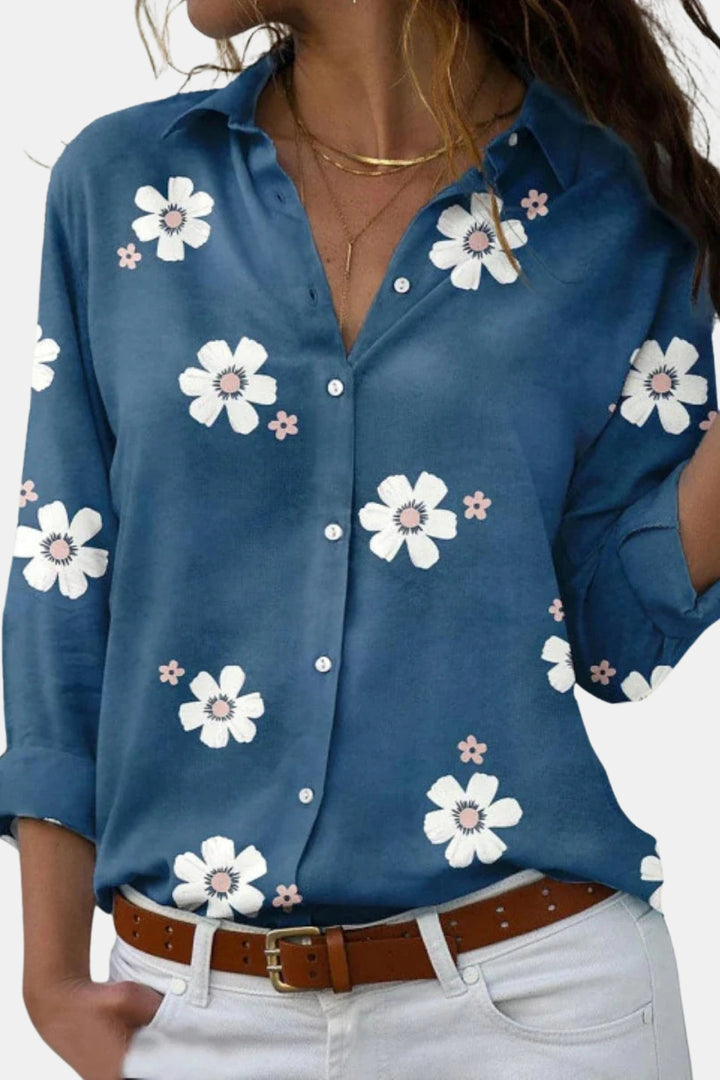 Joryzorra | Floral Button Up Shirt with Collar