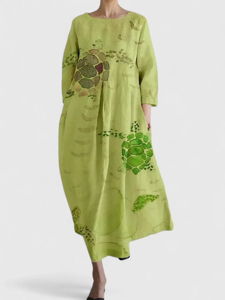 Jovaria | Artistic Print Midi Dress with Relaxed Silhouette