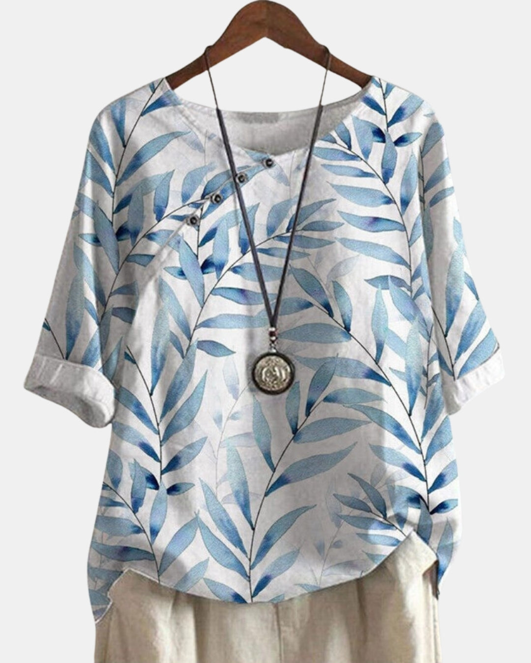 Kaedyn | Asymmetric Button Floral Blouse
