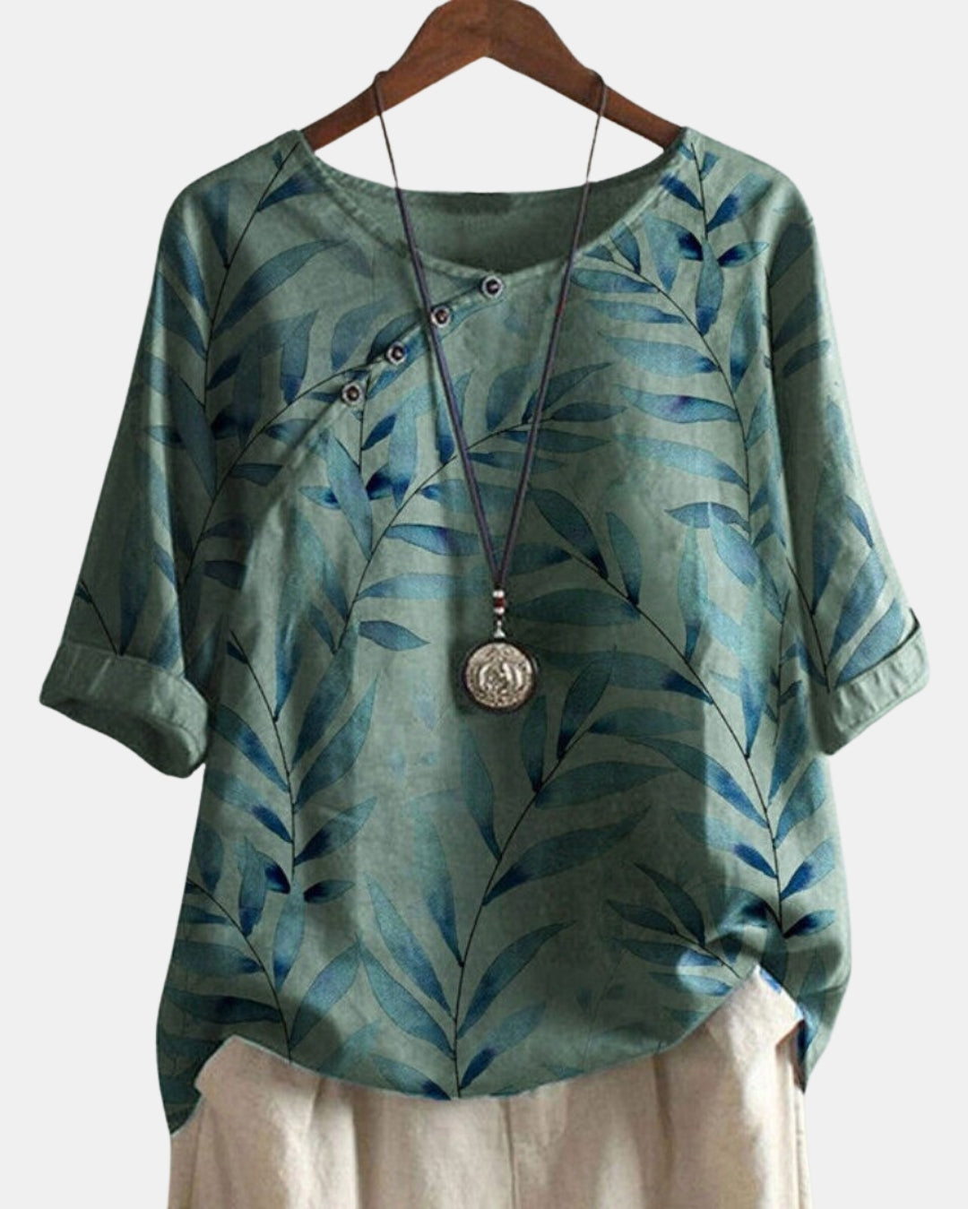 Kaedyn | Asymmetric Button Floral Blouse