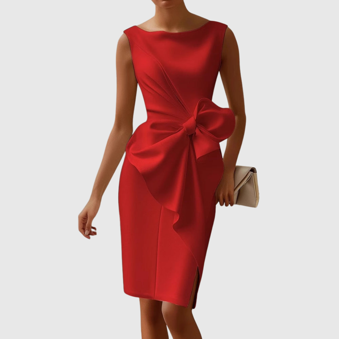 Kaelani | Sculpted Bow Detail Midi Dress