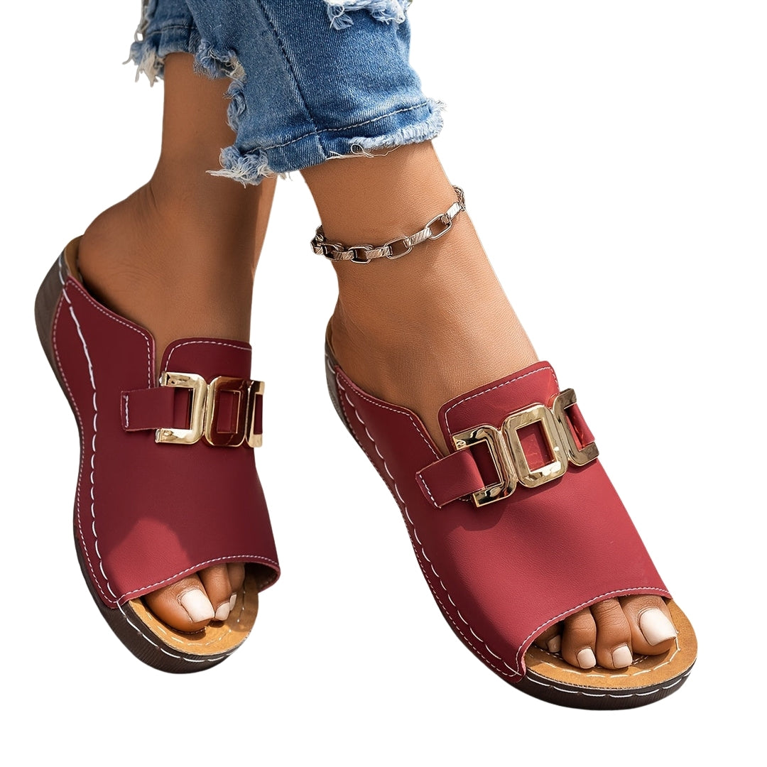 Kalliope | Platform Slide Sandals with Buckle Detail