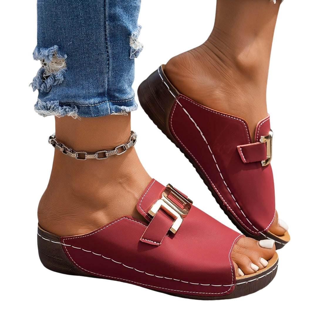 Kalliope | Platform Slide Sandals with Buckle Detail