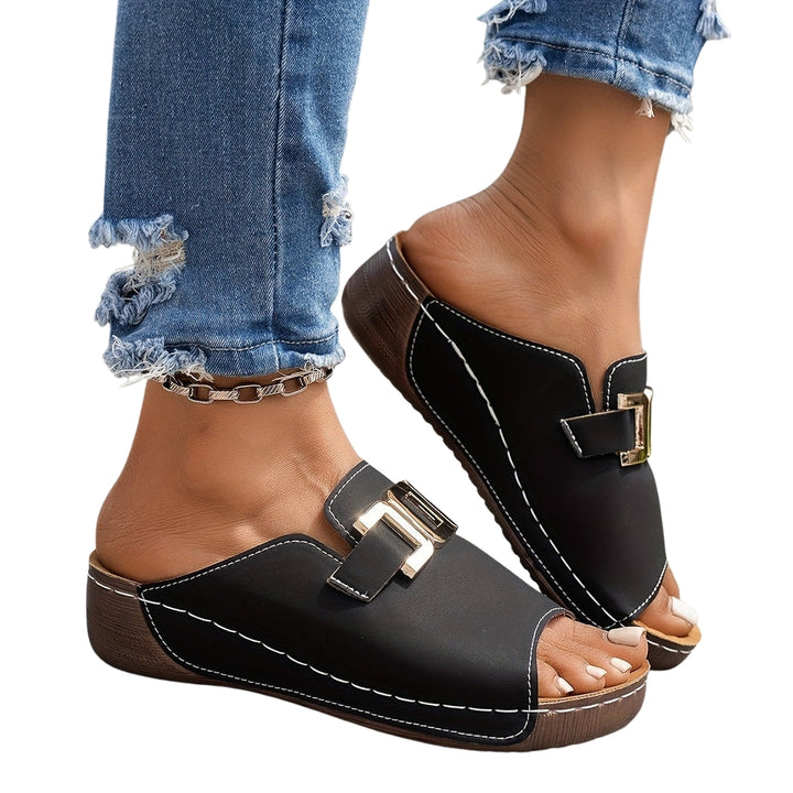 Kalliope | Platform Slide Sandals with Buckle Detail