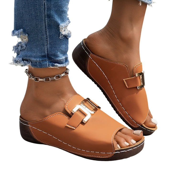 Kalliope | Platform Slide Sandals with Buckle Detail