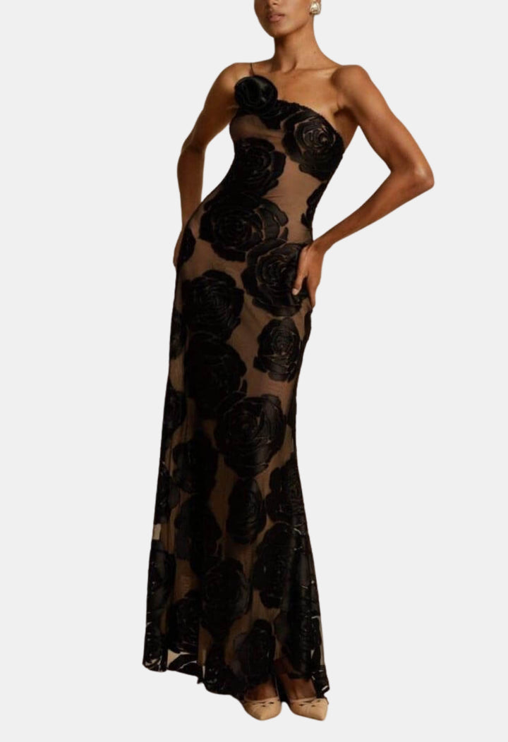 Kalyndra | Wedding Guest One Shoulder Floral Maxi Dress