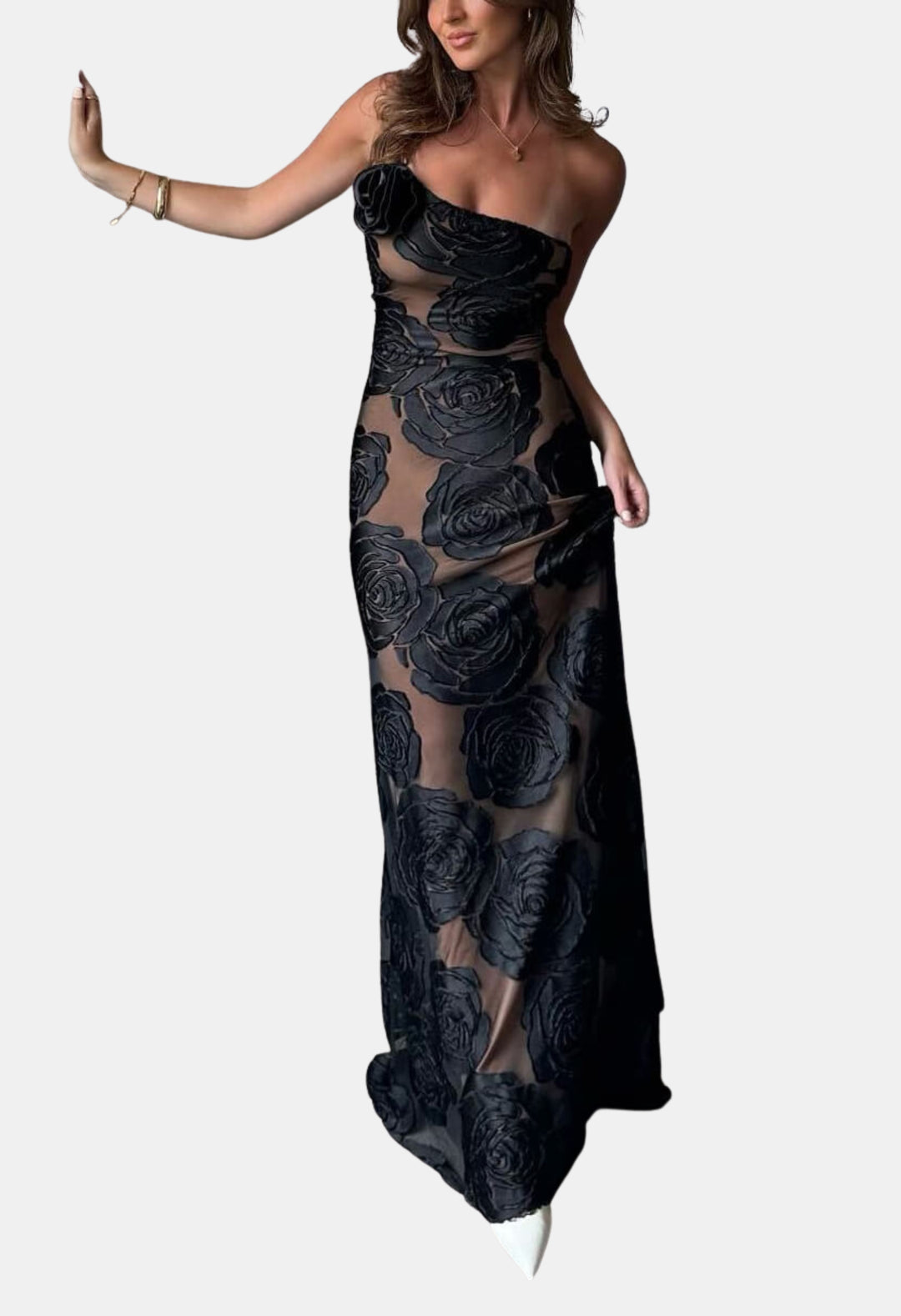 Kalyndra | Wedding Guest One Shoulder Floral Maxi Dress
