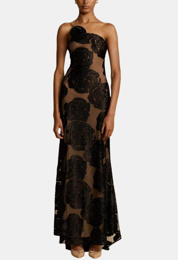 Kalyndra | Wedding Guest One Shoulder Floral Maxi Dress