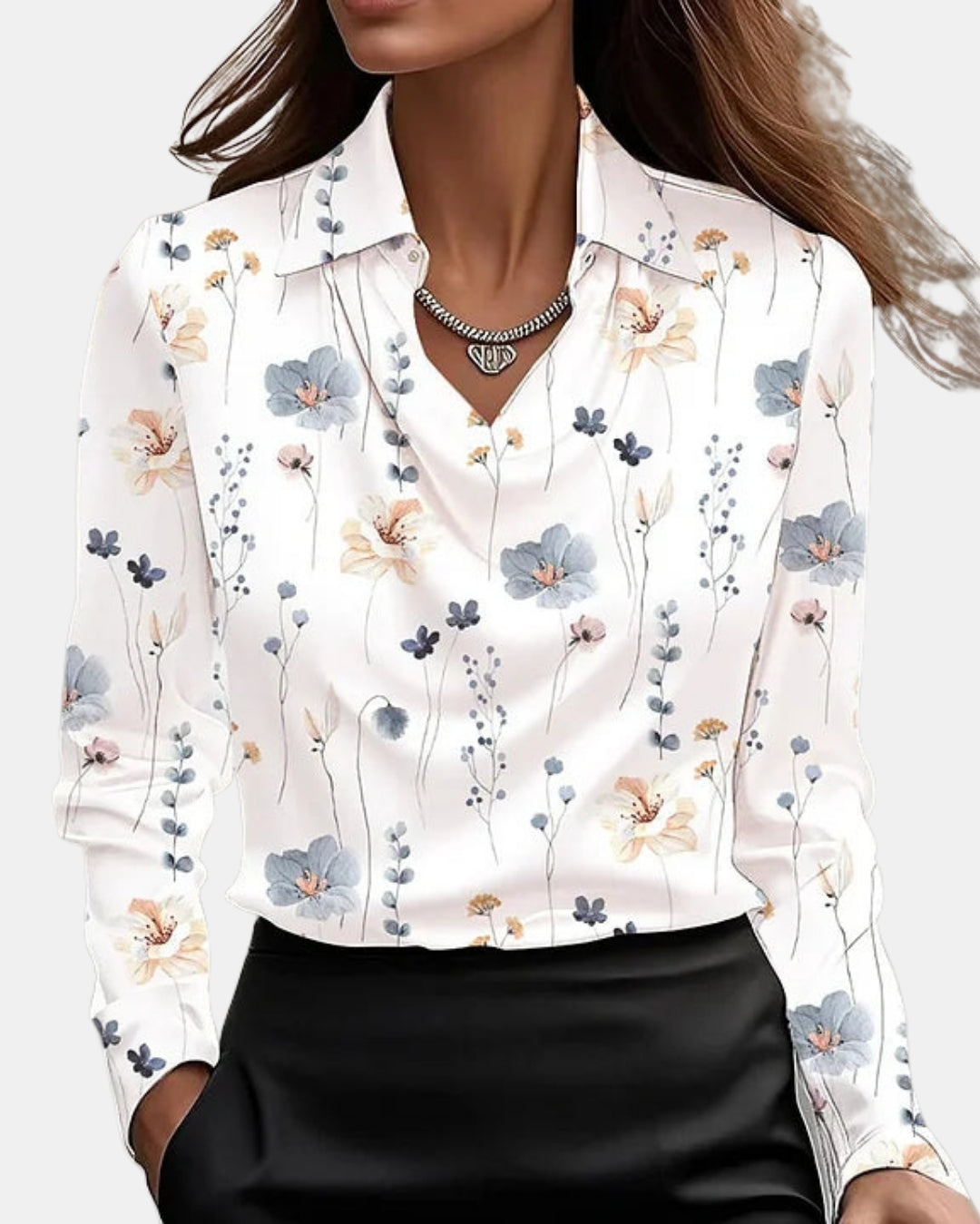 Kalyvynna | Sophisticated Satin Blouse with Draped Neck