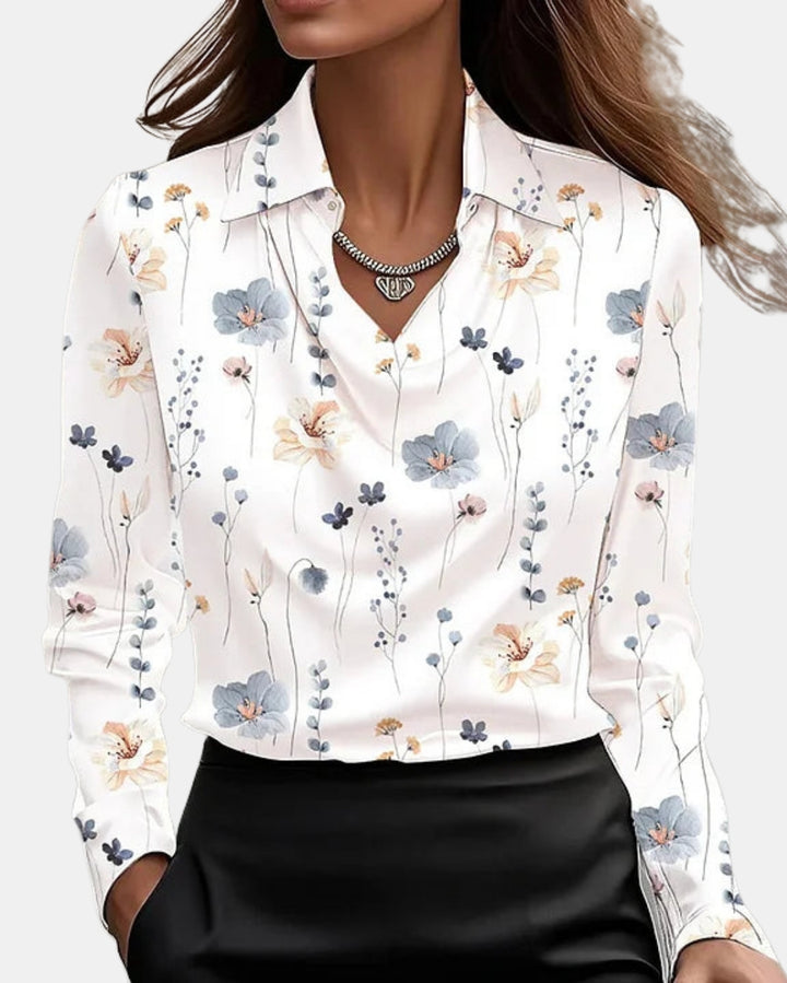 Kalyvynna | Sophisticated Satin Blouse with Draped Neck