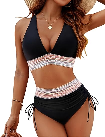 Kara | Halter Bikini Set with High Waisted Bottom