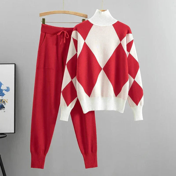 Katherine | Argyle Knit Sweater and Jogger Set