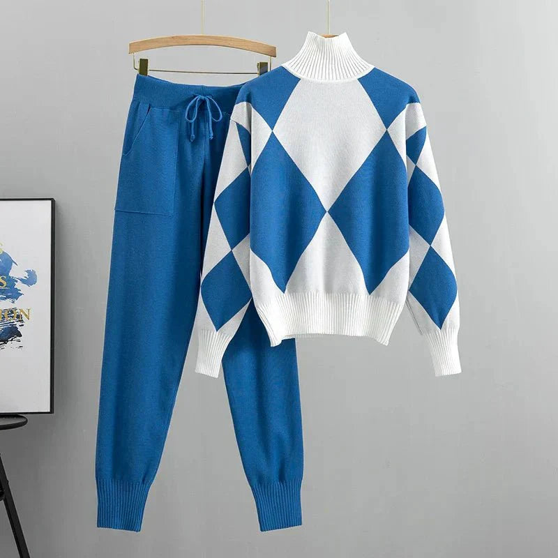 Katherine | Argyle Knit Sweater and Jogger Set
