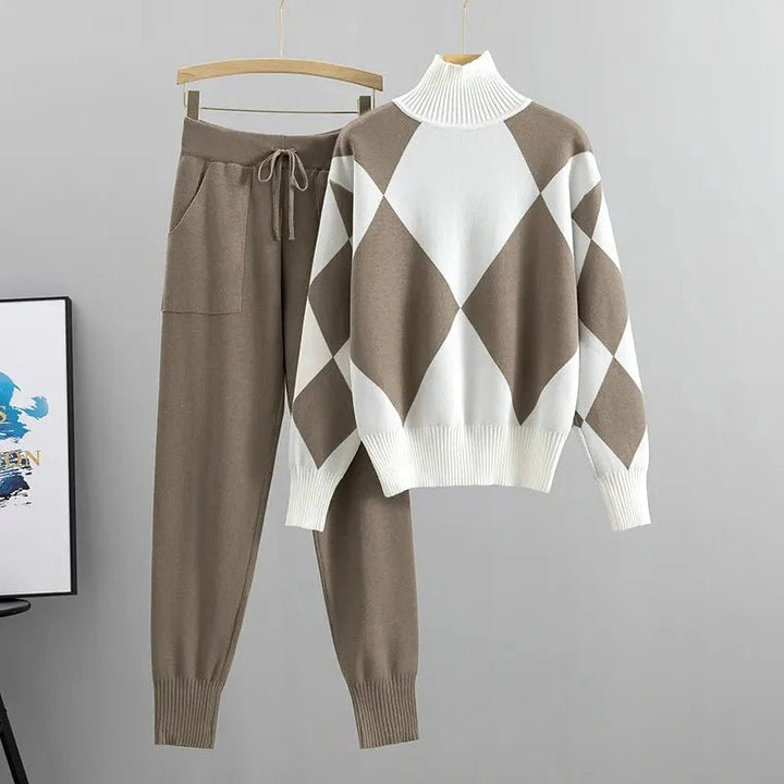 Katherine | Argyle Knit Sweater and Jogger Set