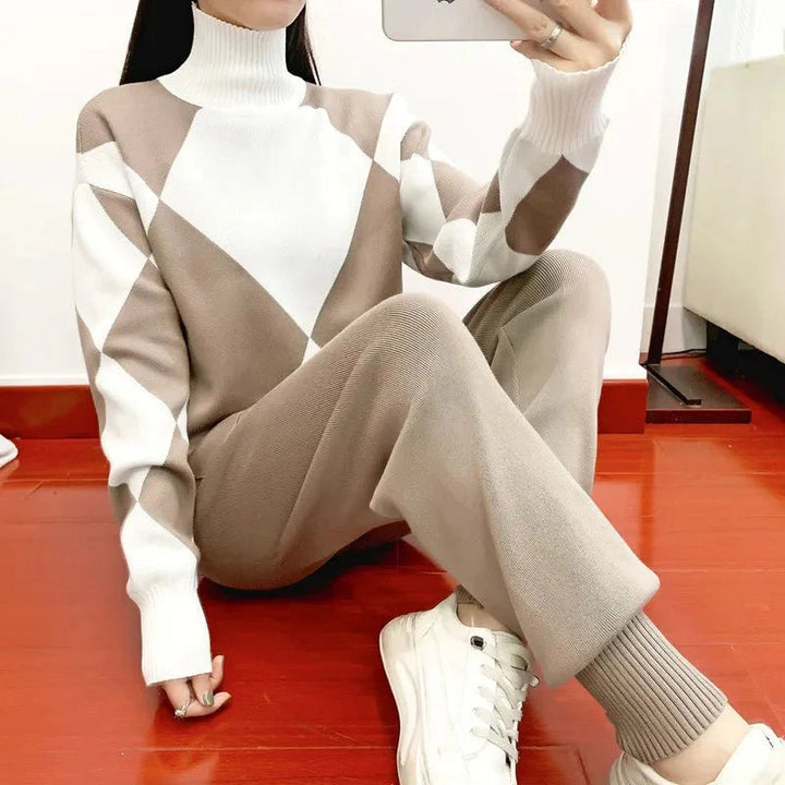 Katherine | Argyle Knit Sweater and Jogger Set