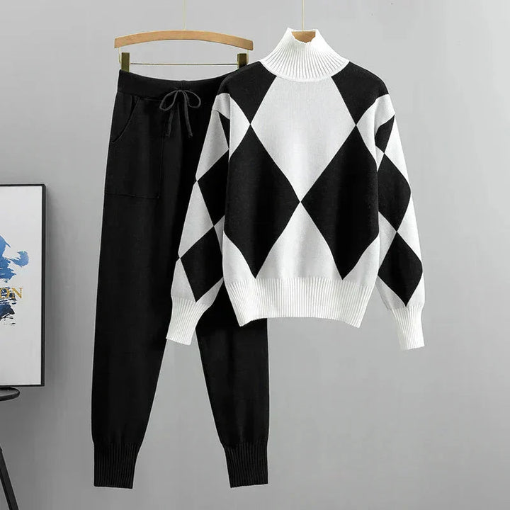Katherine | Argyle Knit Sweater and Jogger Set