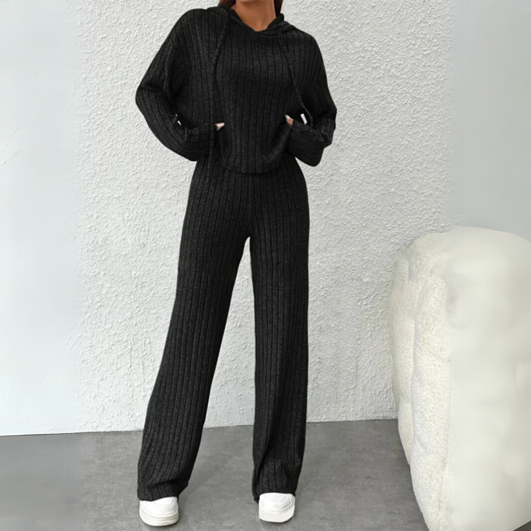 Kathleen | Ribbed Knit Lounge Set with Hoodie