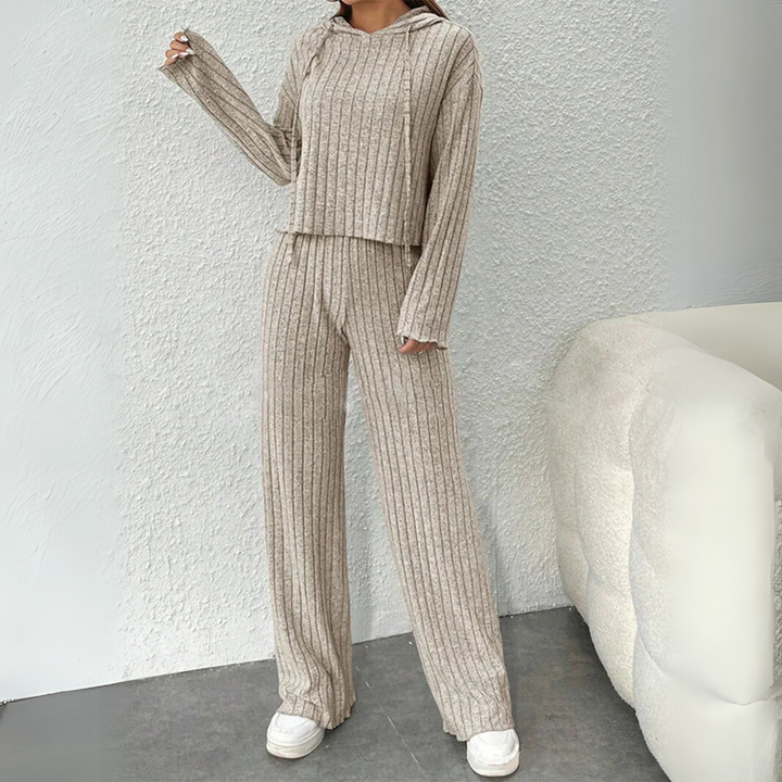 Kathleen | Ribbed Knit Lounge Set with Hoodie