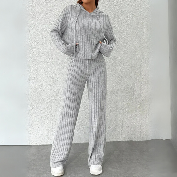 Kathleen | Ribbed Knit Lounge Set with Hoodie