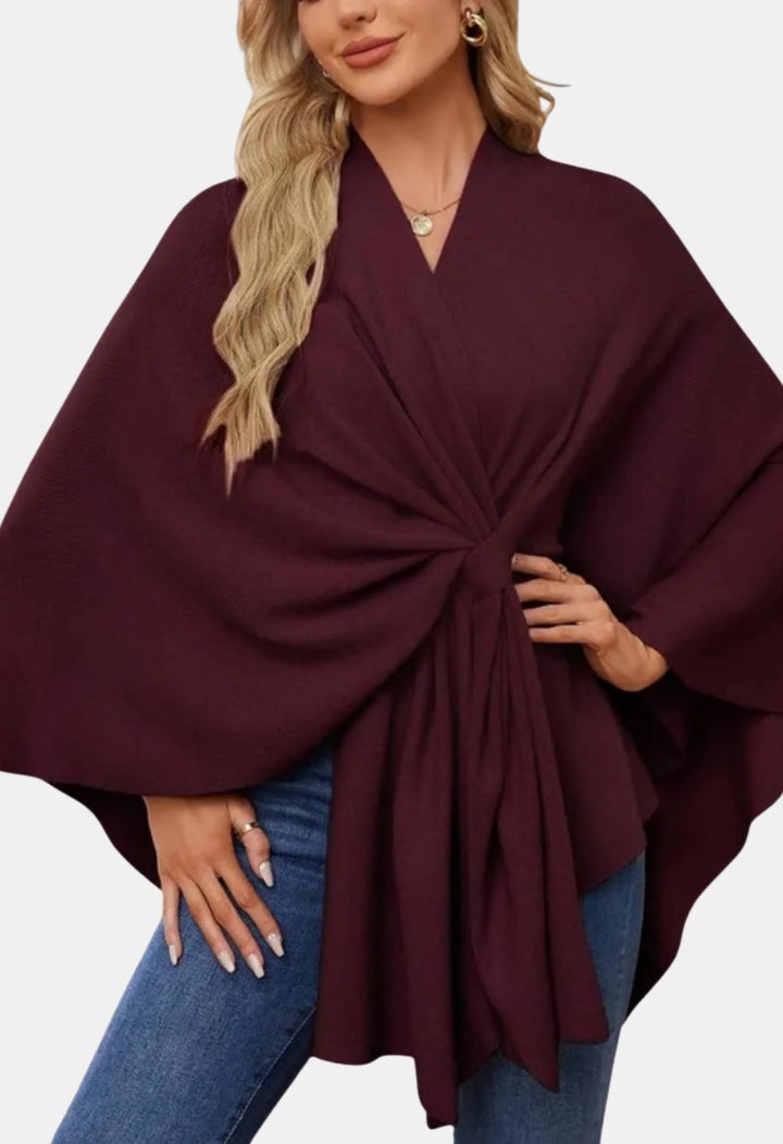 Kaylani | Elegant Draped Poncho with Front Knot
