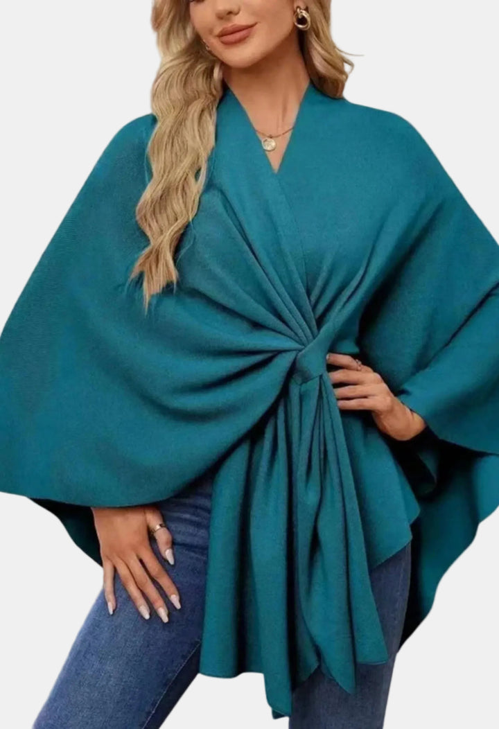 Kaylani | Elegant Draped Poncho with Front Knot