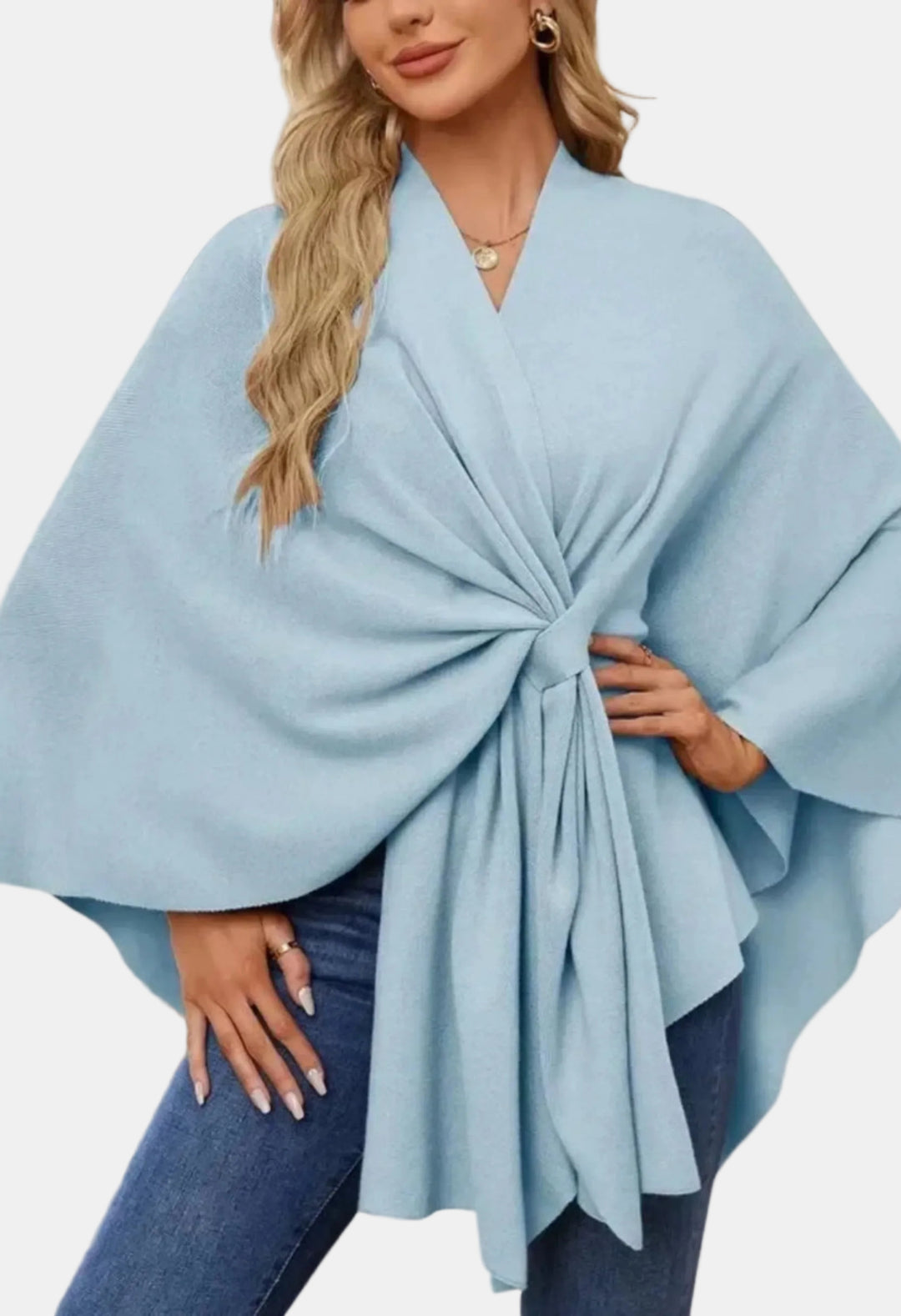 Kaylani | Elegant Draped Poncho with Front Knot
