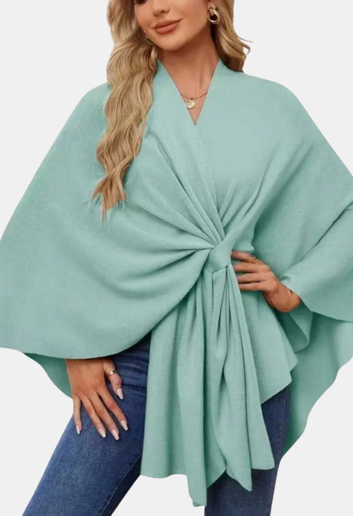 Kaylani | Elegant Draped Poncho with Front Knot