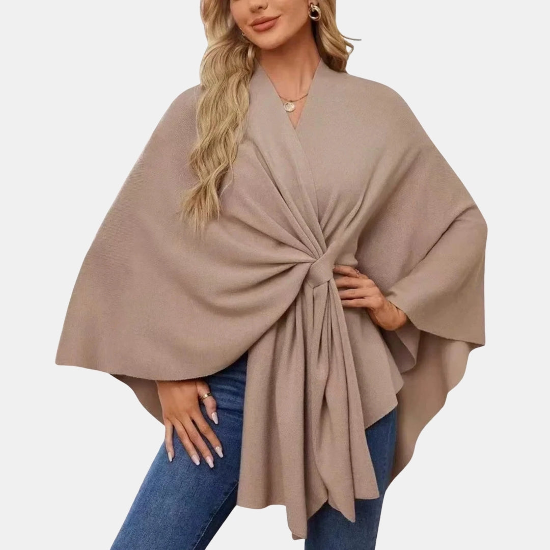 Kaylani | Elegant Draped Poncho with Front Knot
