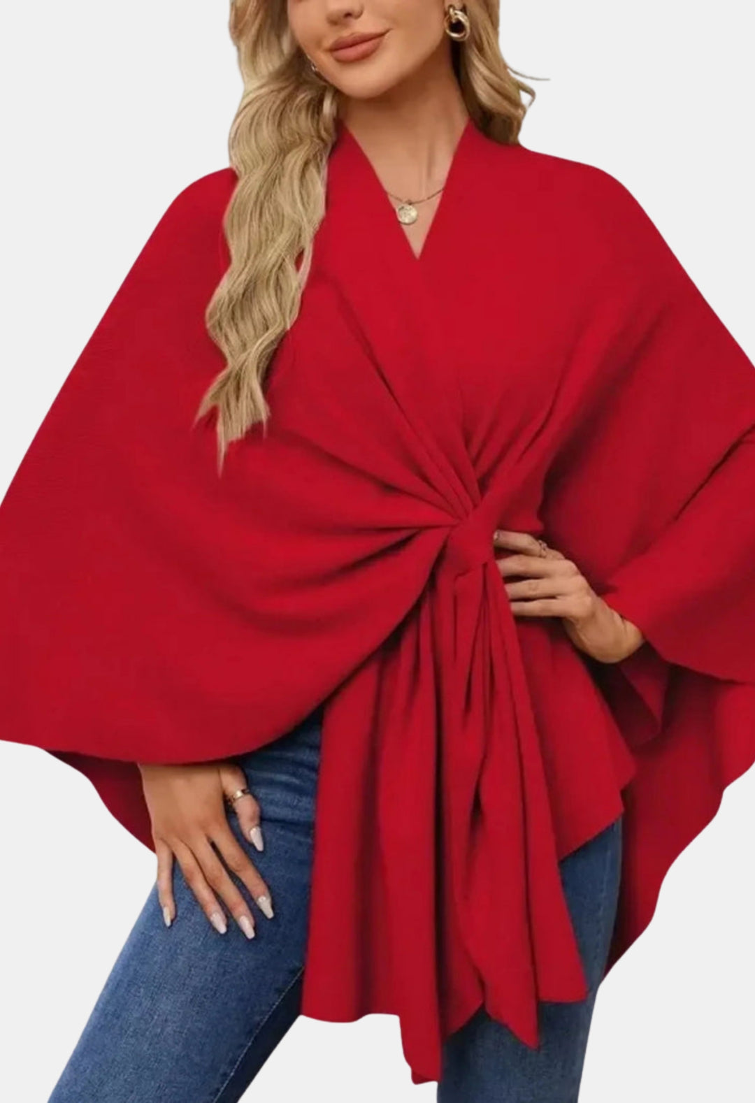 Kaylani | Elegant Draped Poncho with Front Knot