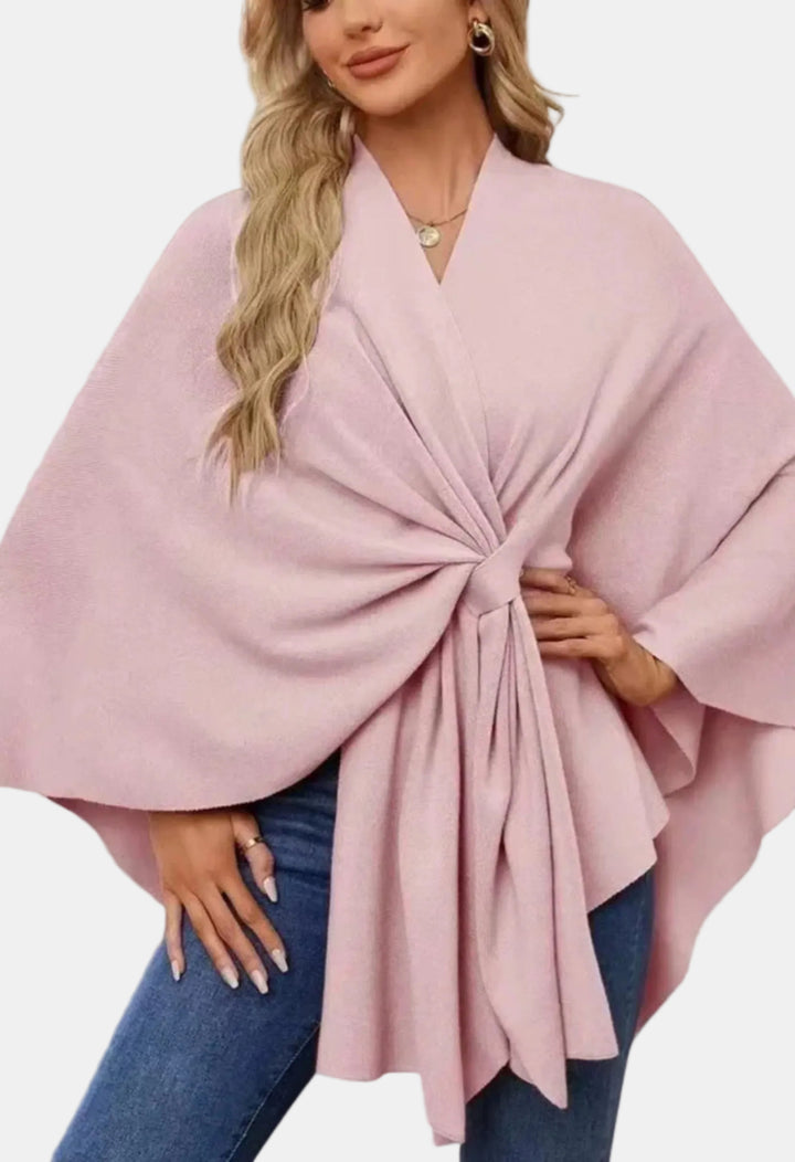 Kaylani | Elegant Draped Poncho with Front Knot