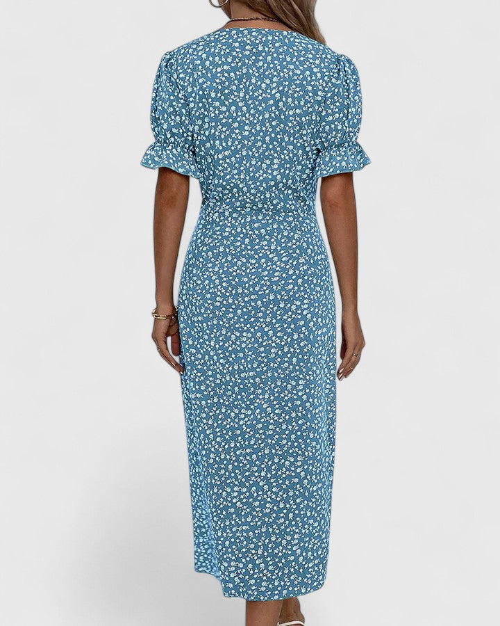 Keloria | Wrap Midi Dress with Button Detail