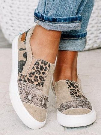 Kelsey | Casual Slip On Sneakers with Animal Print