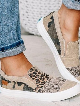Kelsey | Casual Slip On Sneakers with Animal Print