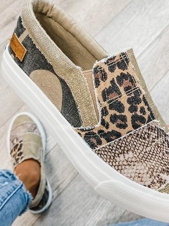 Kelsey | Casual Slip On Sneakers with Animal Print