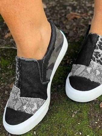 Kelsey | Casual Slip On Sneakers with Animal Print
