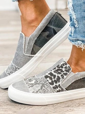 Kelsey | Casual Slip On Sneakers with Animal Print