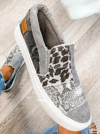 Kelsey | Casual Slip On Sneakers with Animal Print