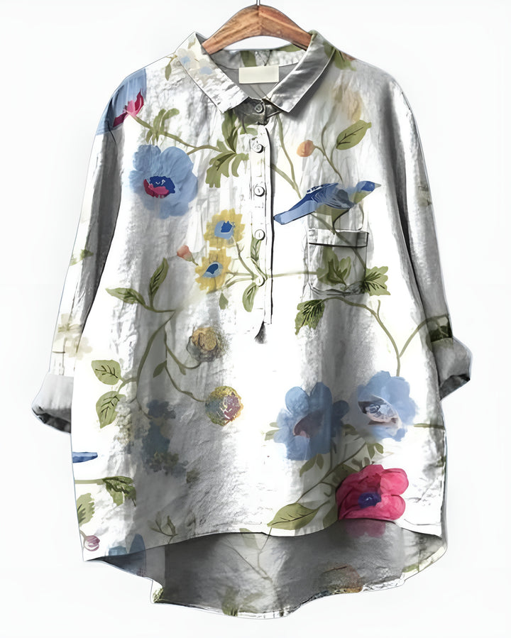 Kelyvandra | Floral Print Button Front Blouse