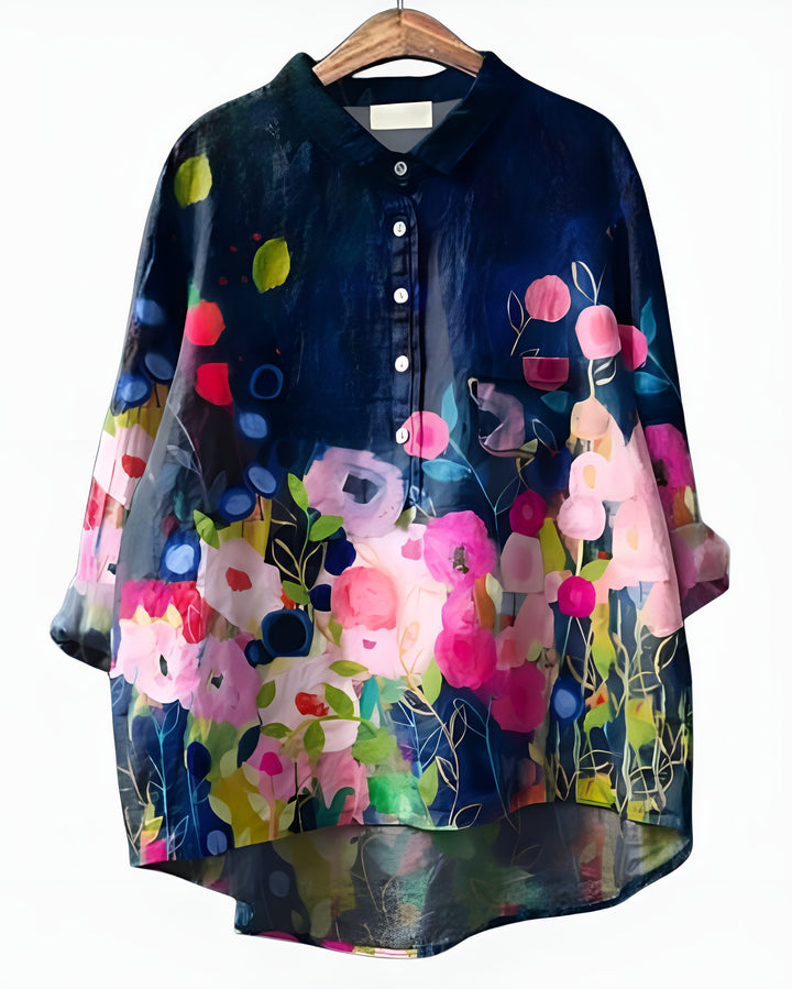 Kelyvandra | Floral Print Button Front Blouse