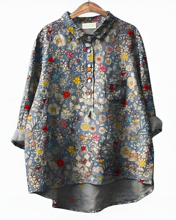 Kelyvandra | Floral Print Button Front Blouse