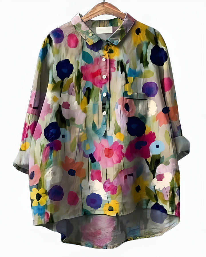 Kelyvandra | Floral Print Button Front Blouse