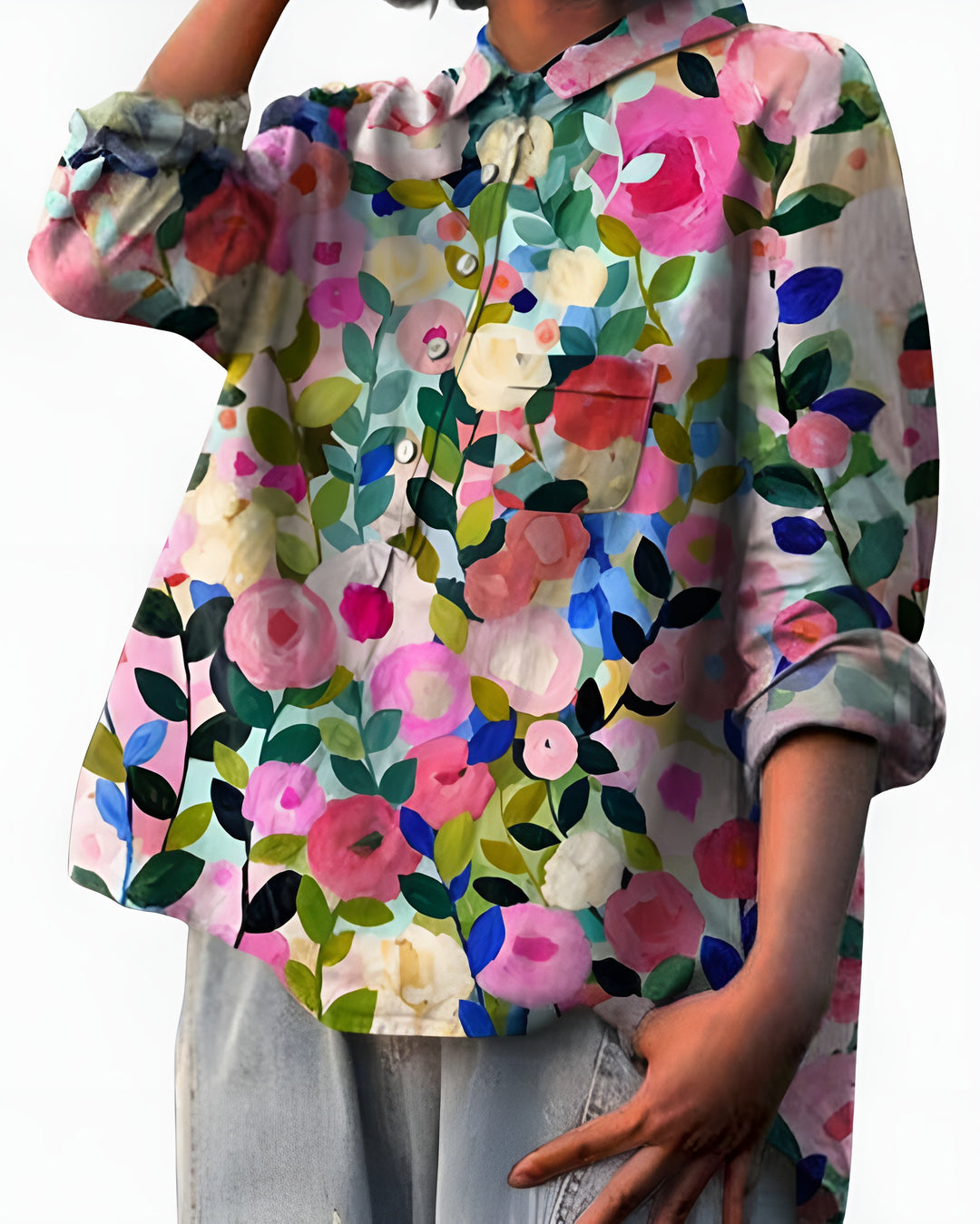 Kelyvandra | Floral Print Button Front Blouse